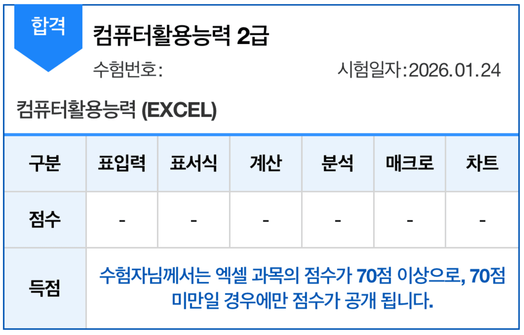 컴활 2급 실기 합격 후기 이미지